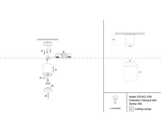 Потолочный светильник Maytoni Alfa C014CL-01B, изображение 6