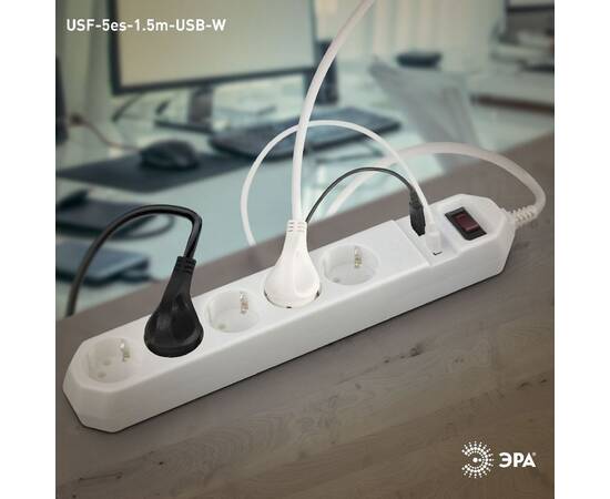 Сетевой фильтр Эра USF-5es-1.5m-USB-W Б0019037, изображение 8