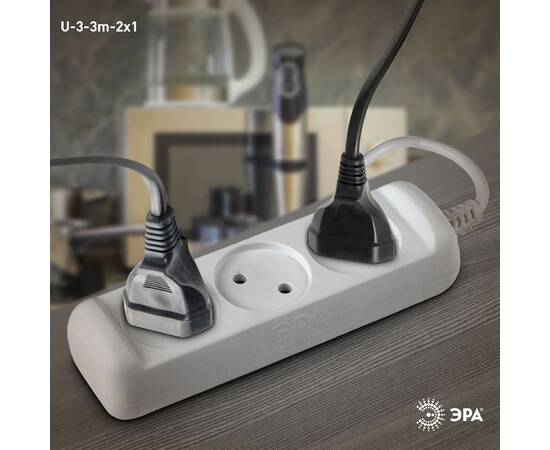 Удлинитель электрический Эра U-3-3m-2x1 Б0028355, изображение 2