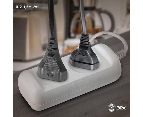Удлинитель электрический Эра U-2-1,5m-2x1 Б0028359, изображение 2