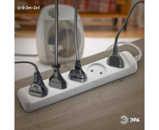 Удлинитель электрический Эра U-5-3m-2x1 Б0028364, изображение 2