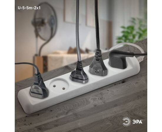 Удлинитель электрический Эра U-5-5m-2x1 Б0028365, изображение 2