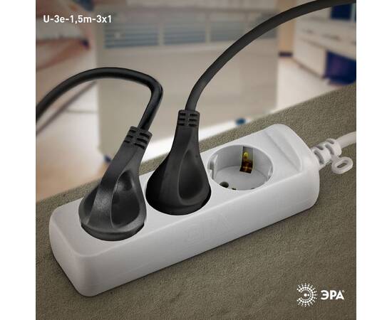 Удлинитель электрический Эра U-3e-1,5m-3x1 Б0028369, изображение 2