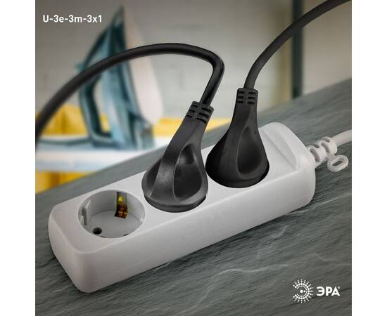 Удлинитель электрический Эра U-3e-3m-3x1 Б0028370, изображение 3