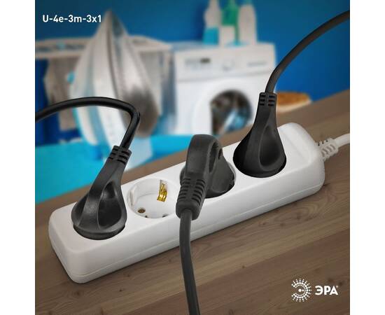 Удлинитель электрический Эра U-4e-3m-3x1 Б0028374, изображение 2
