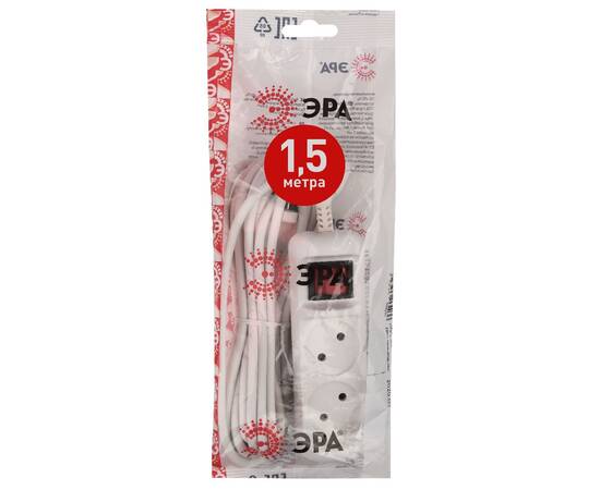 Удлинитель электрический Эра U-2s-1,5m-2x1 Б0044046, изображение 2