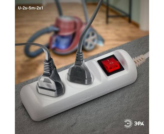 Удлинитель электрический Эра U-2s-5m-2x1 Б0044048, изображение 3