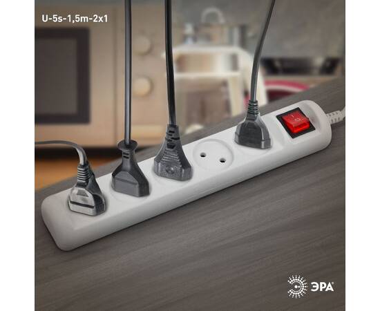 Удлинитель электрический Эра U-5s-1,5m-2x1 Б0044055, изображение 3