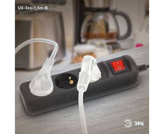 Удлинитель электрический Эра UX-3es-1,5m-B Б0057727, изображение 2