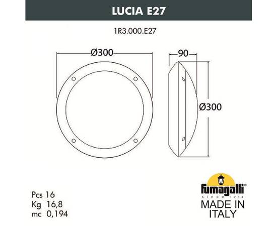 Уличный настенный светильник Fumagalli Lucia 1R3.000.000.AYE27BU1, изображение 2