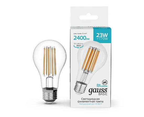 Светодиодная филаментная лампа Gauss Basic Filament E27 23W 4100K 40712232