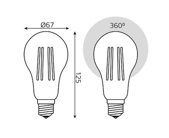 Светодиодная филаментная лампа Gauss Basic Filament E27 23W 4100K 40712232, изображение 7