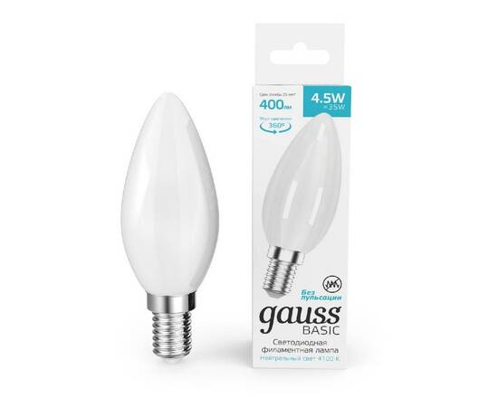 Светодиодная филаментная лампа Gauss Basic Filament E14 4,5W 4100K 1035125