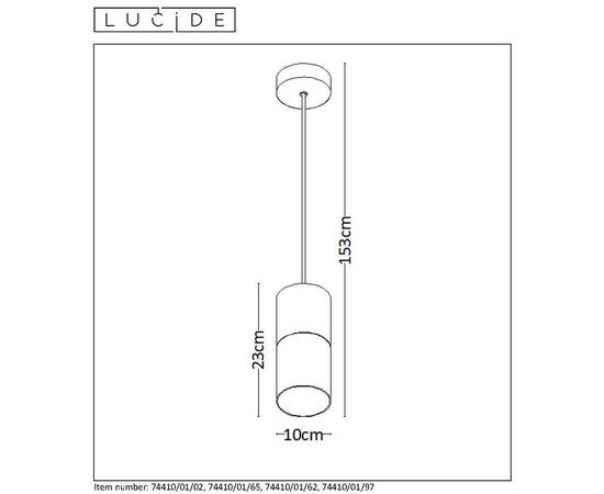 Подвесной светильник Lucide Zino 74410/01/65, изображение 4