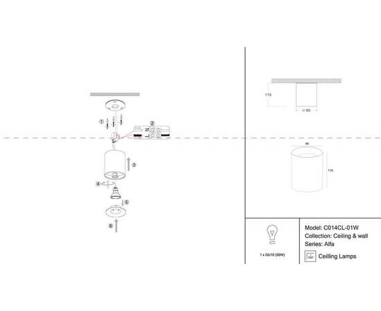 Потолочный светильник Maytoni Alfa C014CL-01W, изображение 6
