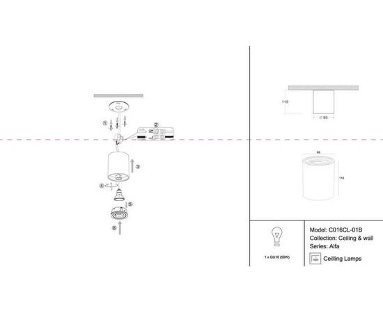 Потолочный светильник Maytoni Alfa C016CL-01B, изображение 5