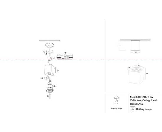 Потолочный светильник Maytoni Alfa C017CL-01W, изображение 5