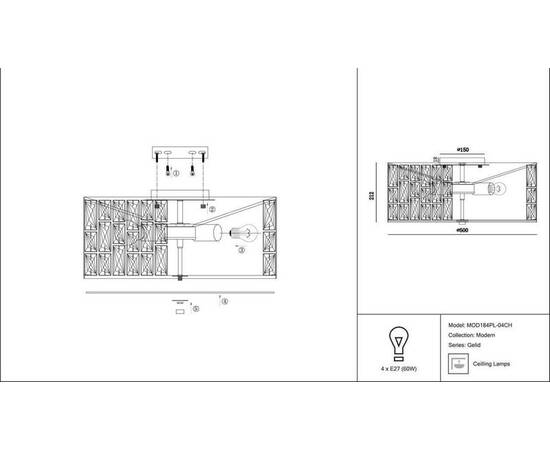 Потолочный светильник Maytoni Gelid MOD184PL-04CH, изображение 3