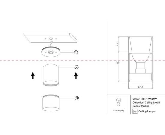Потолочный светильник Maytoni Pauline C007CW-01W, изображение 4
