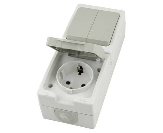 Розетка одноместная с/з + выключатель двухклавишный Stekker Велена PST16-21-54V/10-221-54 49739