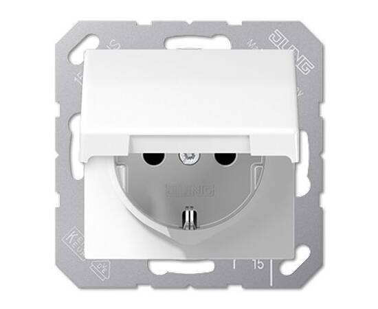 Розетка Schuko с крышкой Jung EP1420KLWWM