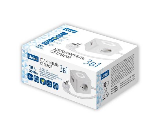 Удлинитель Uniel S-GCD2-1,5SBU WHITE UL-00011249, изображение 9