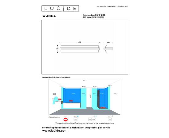 Настенный светильник Lucide Wanda 04212/12/30, изображение 2