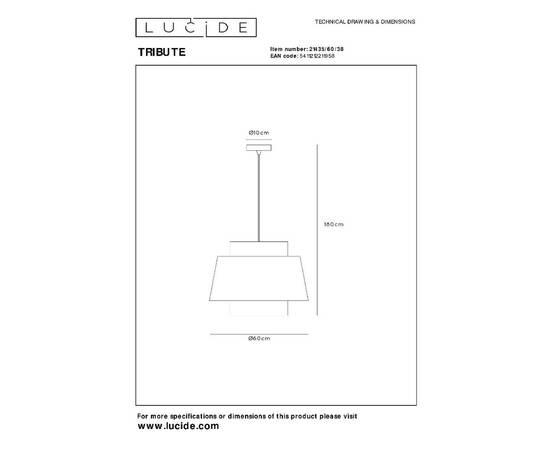 Подвесной светильник Lucide Tribute 21435/60/38, изображение 6