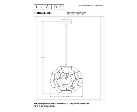 Подвесной светильник Lucide Hannelore 10423/30/30, изображение 7