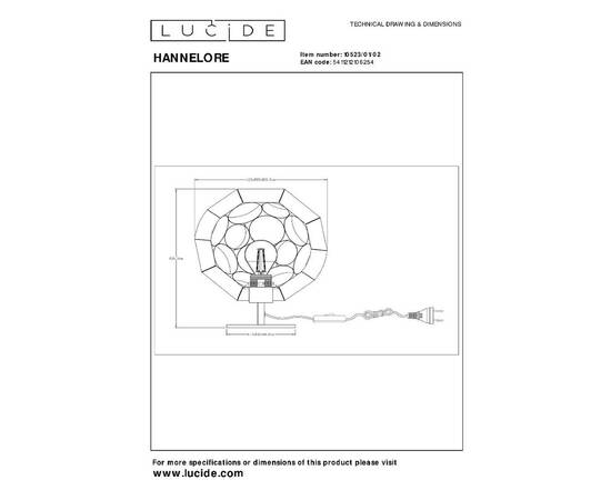 Настольная лампа Lucide Hannelore 10523/01/02, изображение 3