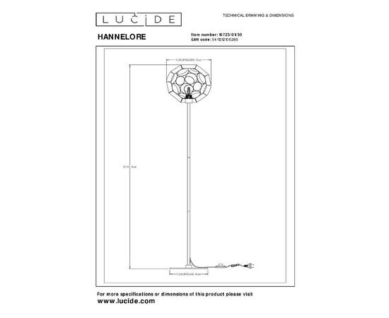 Торшер Lucide Hannelore 10723/01/30, изображение 3