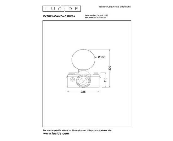 Настольная лампа Lucide Extravaganza Camera 34546/21/30, изображение 5