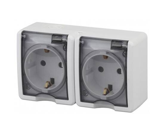 Розетка ЭРА Эксперт 2х2P+E IP54 со шторками 16A 250V 11-2404-01 Б0020718