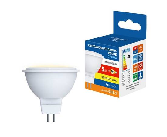 Лампа светодиодная Volpe Optima LED-MR16-5W/3000K/GU5.3/FR/SLS UL-00008838, изображение 5
