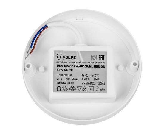 Настенно-потолочный светильник Volpe ULW-Q243 12W/4000К/NL SENSOR IP65 WHITE UL-00011716, изображение 4