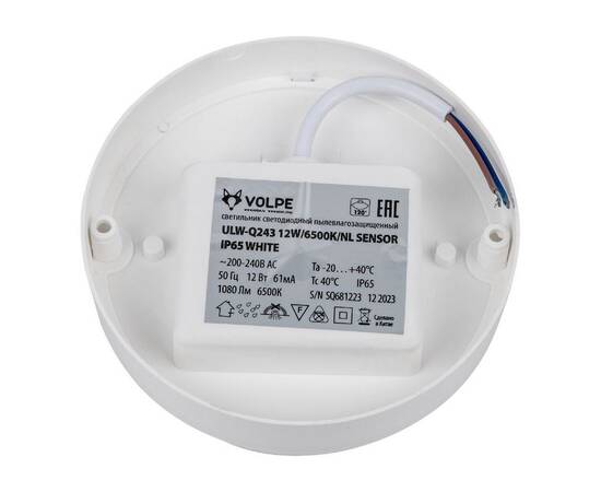 Настенно-потолочный светильник Volpe ULW-Q243 12W/6500К/NL SENSOR IP65 WHITE UL-00011717, изображение 4
