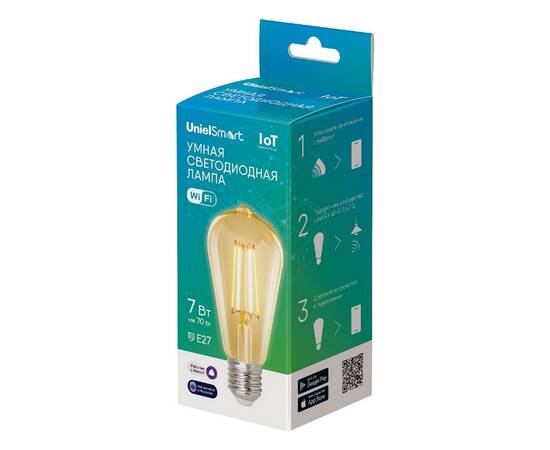 Лампа светодиодная умная Uniel LED-ST64-7W/SW/E27/230V/WF GLS82GO UL-00011657