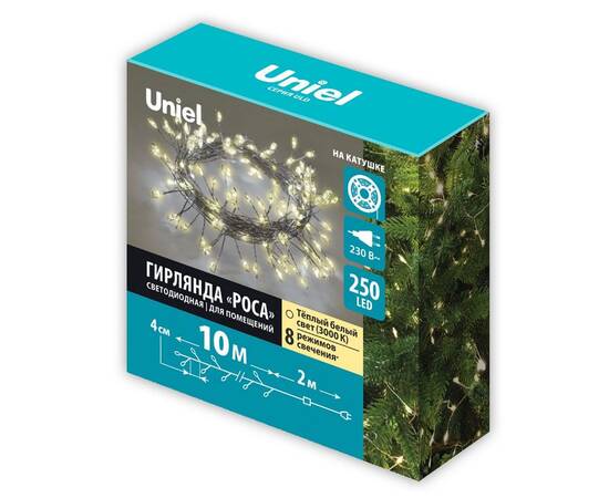 Гирлянда Роса Uniel ULD-S1000-250/DTA WARM WHITE IP20 DEWDROP UL-00012124, изображение 2