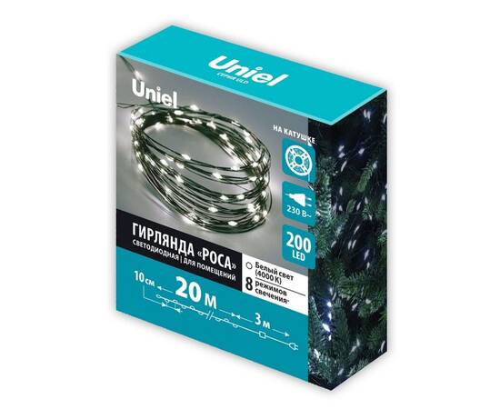 Гирлянда Роса Uniel ULD-S2000-200/DGA WHITE IP20 DEW UL-00012078, изображение 2
