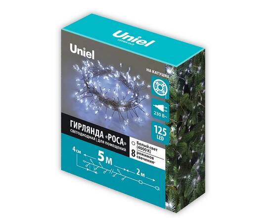 Гирлянда Роса Uniel ULD-S0500-125/DTA WHITE IP20 DEWDROP UL-00012121, изображение 2