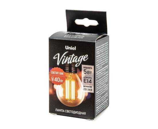 Лампа светодиодная Uniel Vintage LED-G45-5W/GOLDEN/E14 GLV21GO UL-00010551