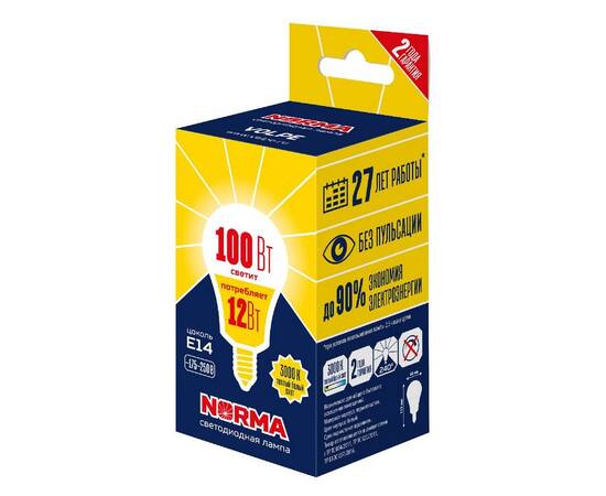 Лампа светодиодная Volpe Norma LED-G60-12W/3000K/E14/FR/NR UL-00010992
