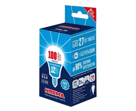 Лампа светодиодная Volpe Norma LED-G60-12W/4000K/E14/FR/NR UL-00010993