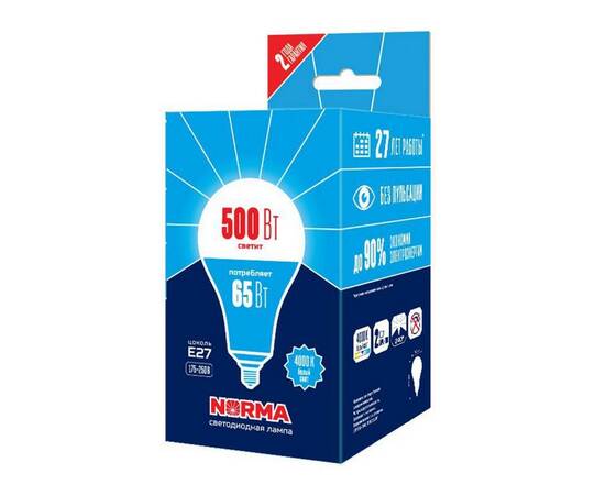 Лампа светодиодная Volpe Norma LED-A160-65W/4000K/E27/FR/NR картон UL-00005617, изображение 3