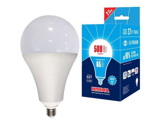 Лампа светодиодная Volpe Norma LED-A160-65W/4000K/E27/FR/NR картон UL-00005617, изображение 4