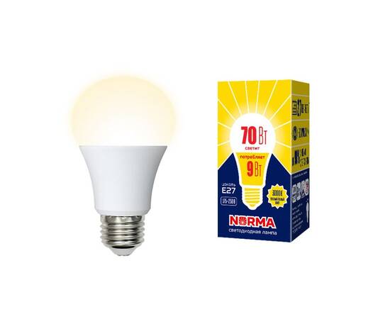 Лампа светодиодная Volpe Norma LED-A60-9W/3000K/E27/FR/NR картон UL-00005622