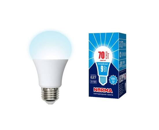 Лампа светодиодная Volpe Norma LED-A60-9W/4000K/E27/FR/NR картон UL-00005623
