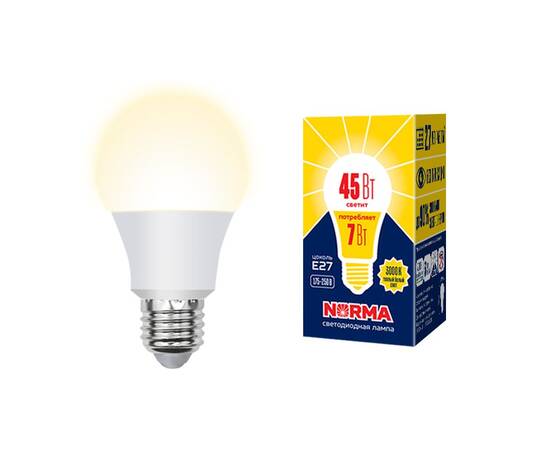 Лампа светодиодная Volpe Norma LED-A60-7W/3000K/E27/FR/NR картон UL-00005619