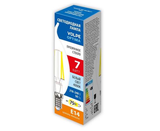 Лампа светодиодная Volpe Optima LED-CW35-7W/4000K/E14/CL/SLF UL-00008341