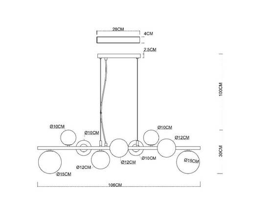 Подвесная люстра Arte Lamp Gemini A2243SP-9BK, изображение 3